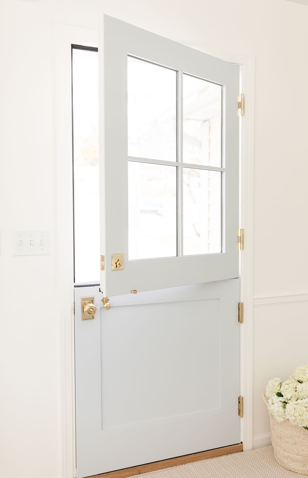 A dutch door painted in Silver Gray