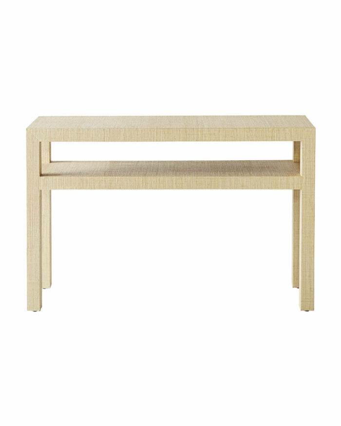 A raffia console from serena and lily