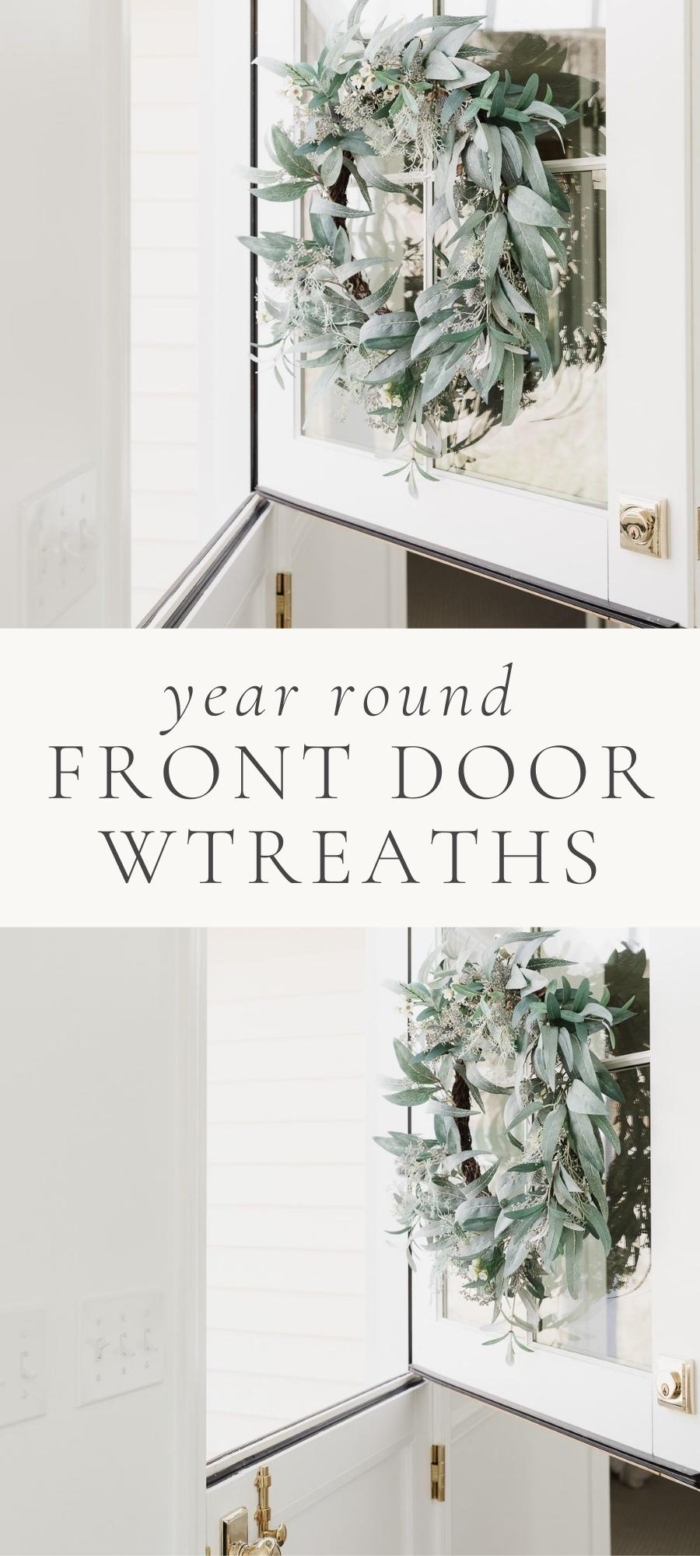 opened dutch door with wreath