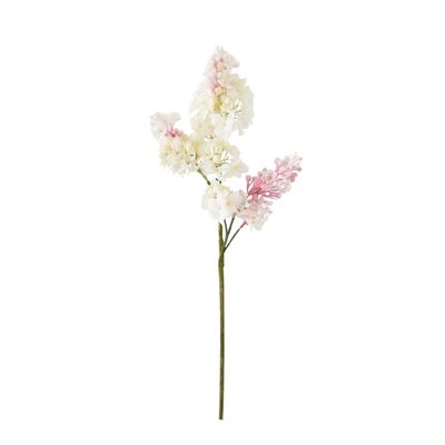 Faux lilac stem against a white background