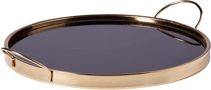 gold and black enameled tray