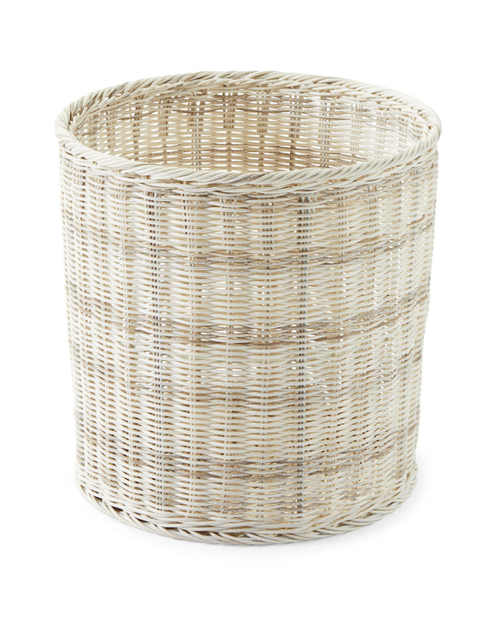 light colored wicker planter basket