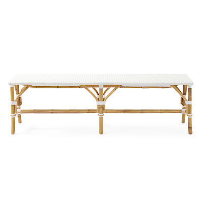 white and rattan bench