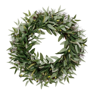 A front door wreath on a white background.