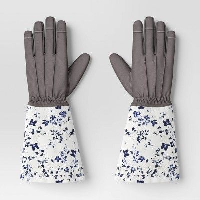 Garden gifts for mom, a pair of blue floral gardening gloves