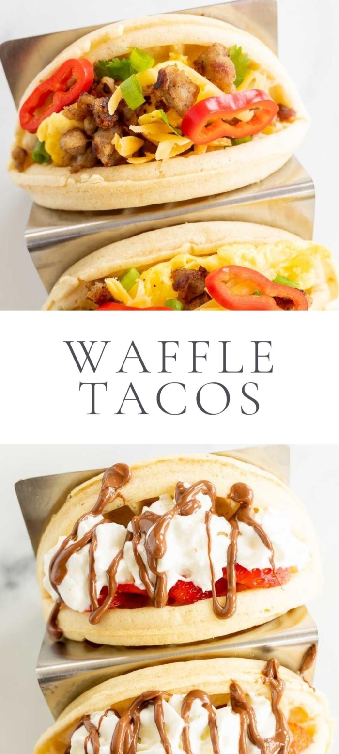 collage of waffle tacos