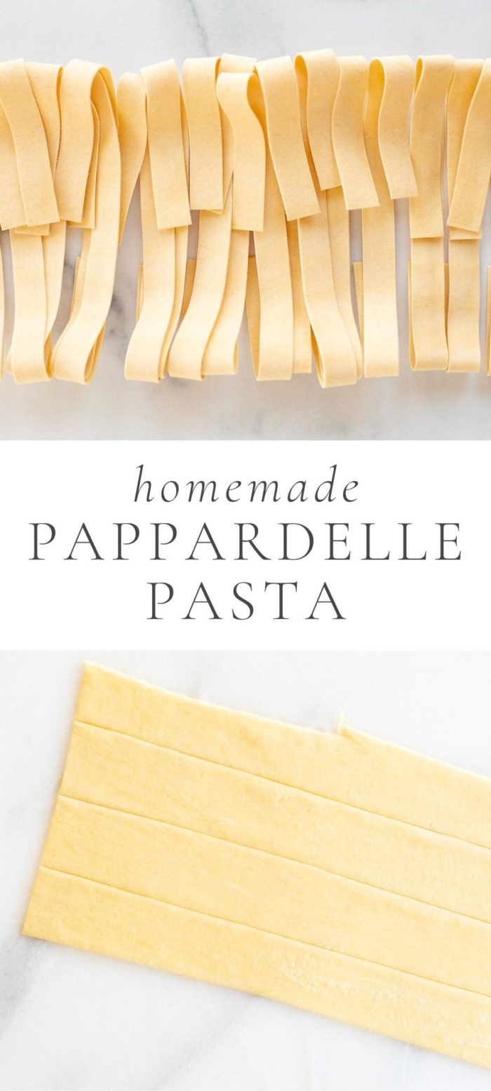 fresh pappardelle pasta on marble table