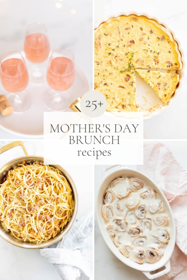 a graphic with a selection of brunch foods and the headline "35+ easy mother's day brunch ideas