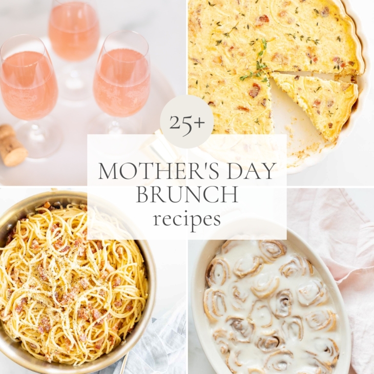 a graphic with a selection of brunch foods and the headline "35+ easy mother's day brunch ideas