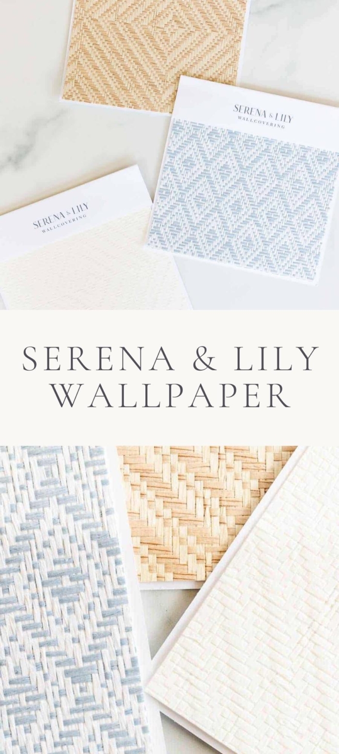 Serena and Lily wallpaper swatches on table