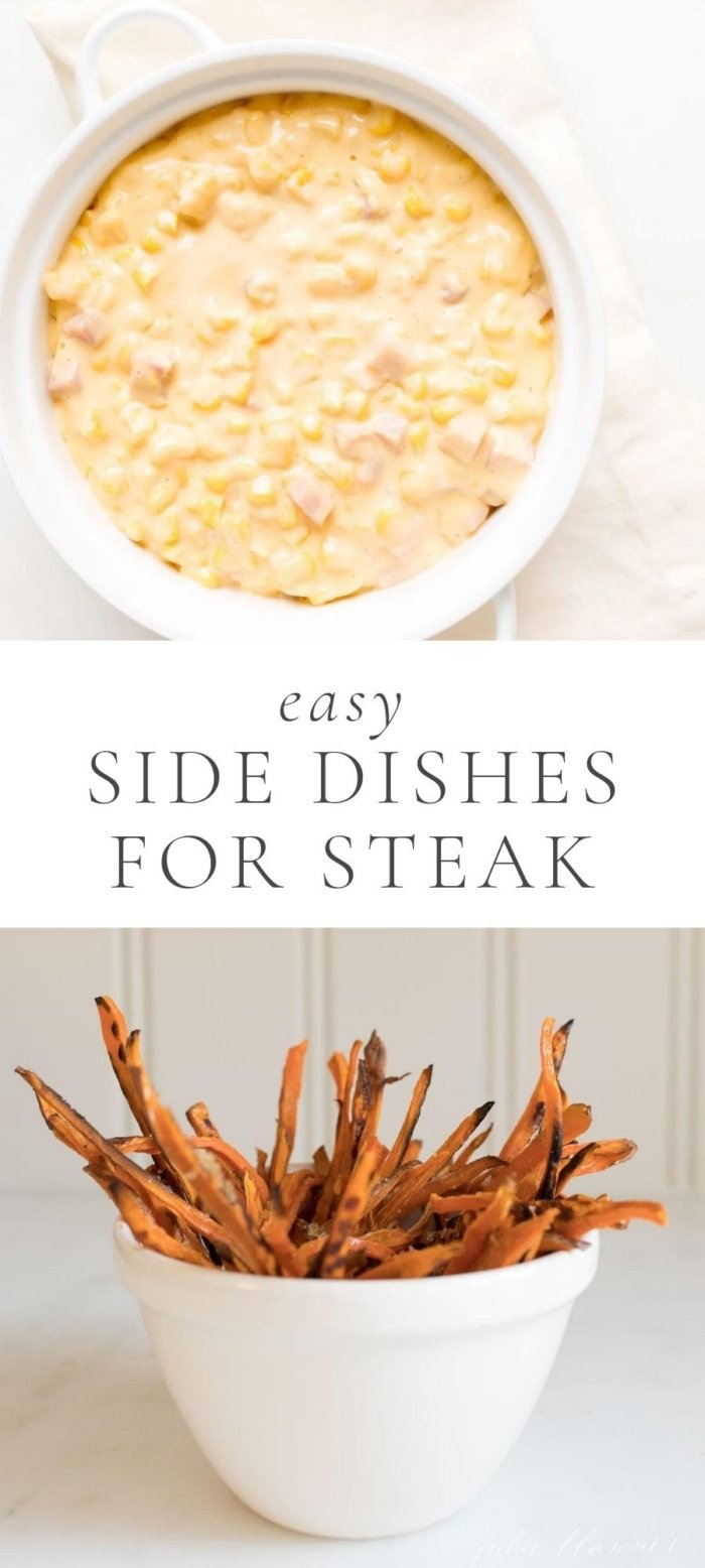 cheesy corn and and sweat potato fries in bowls