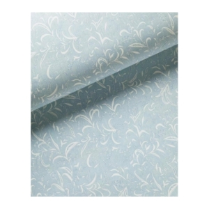 A blue and white floral pattern reminiscent of Serena and Lily wallpaper on a sheet of paper.