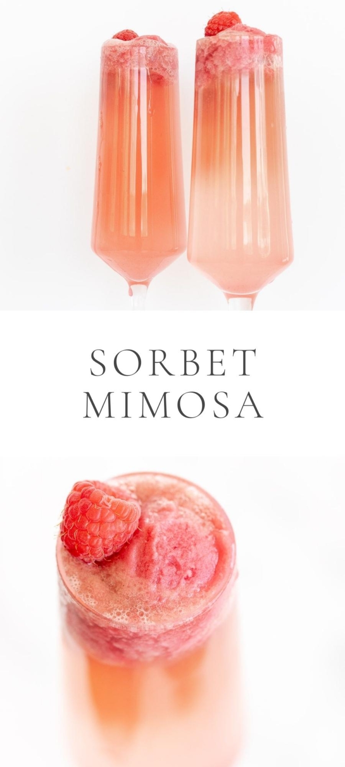 sorbet mimosa and raspberries in glasses