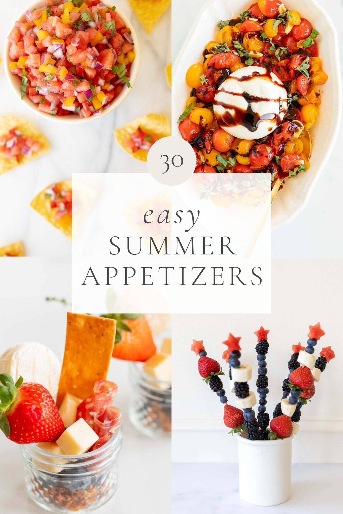 a graphic with various images of appetizers, title reads 
