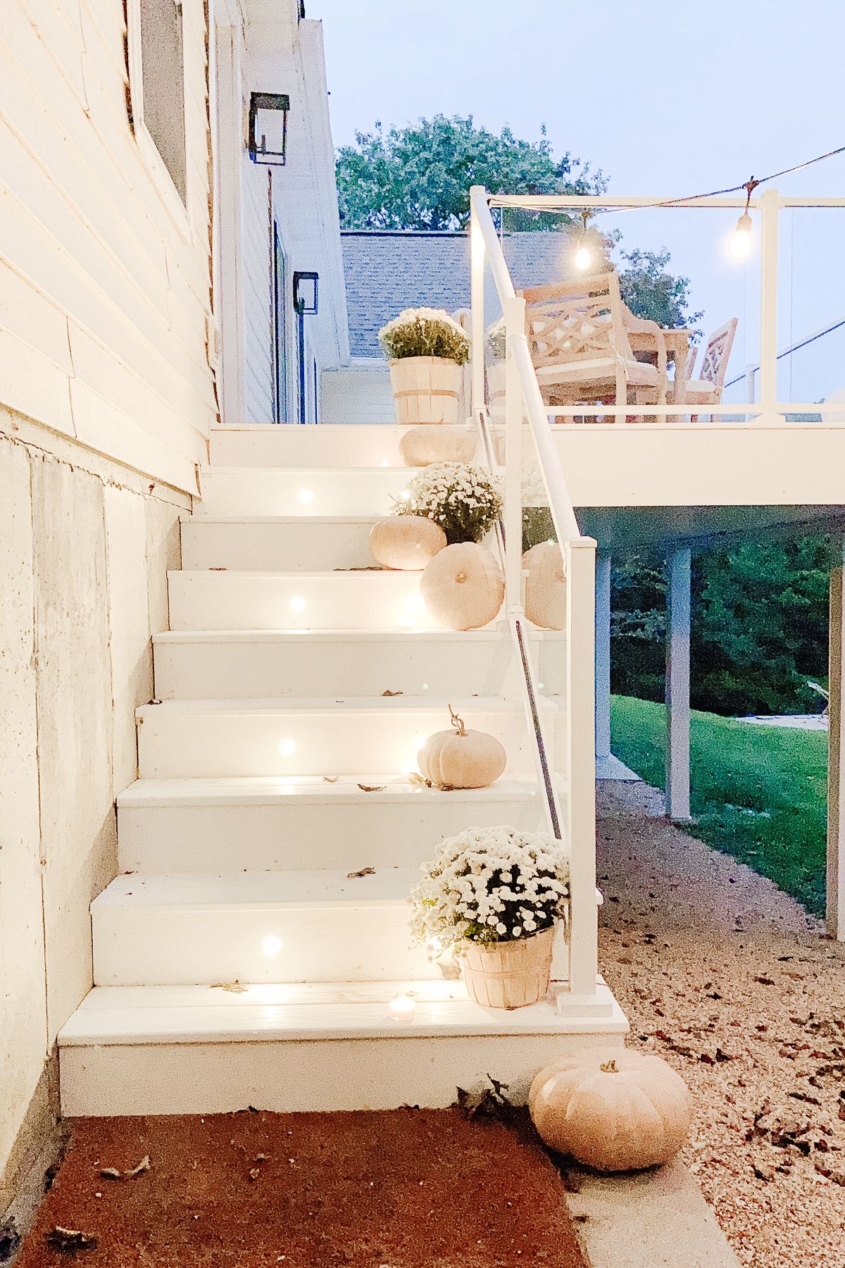 patio deck lighting ideas with stair