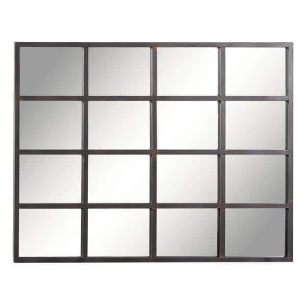 A large mirror with black window style grids