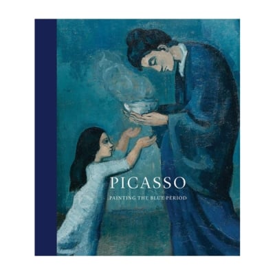 a blue coffee table book titled "picasso"