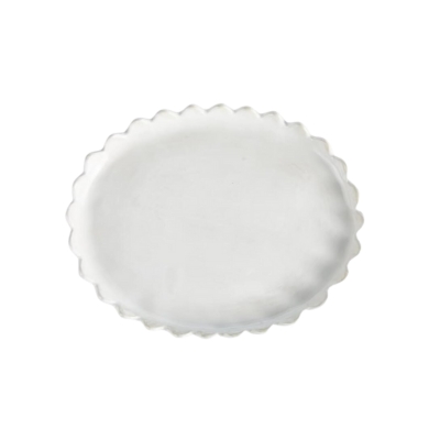 a white scalloped tray