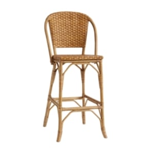Elevate your home bar with this stylish wooden seat rattan bar stool.