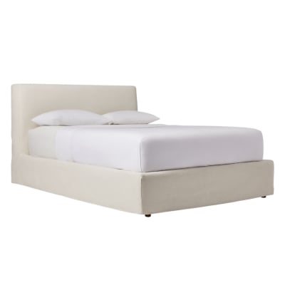 an upholstered RH Cloud bed dupe