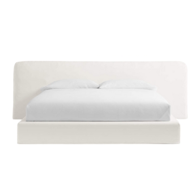 an upholstered RH Cloud bed dupe