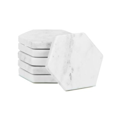 hexagon shaped marble coasters