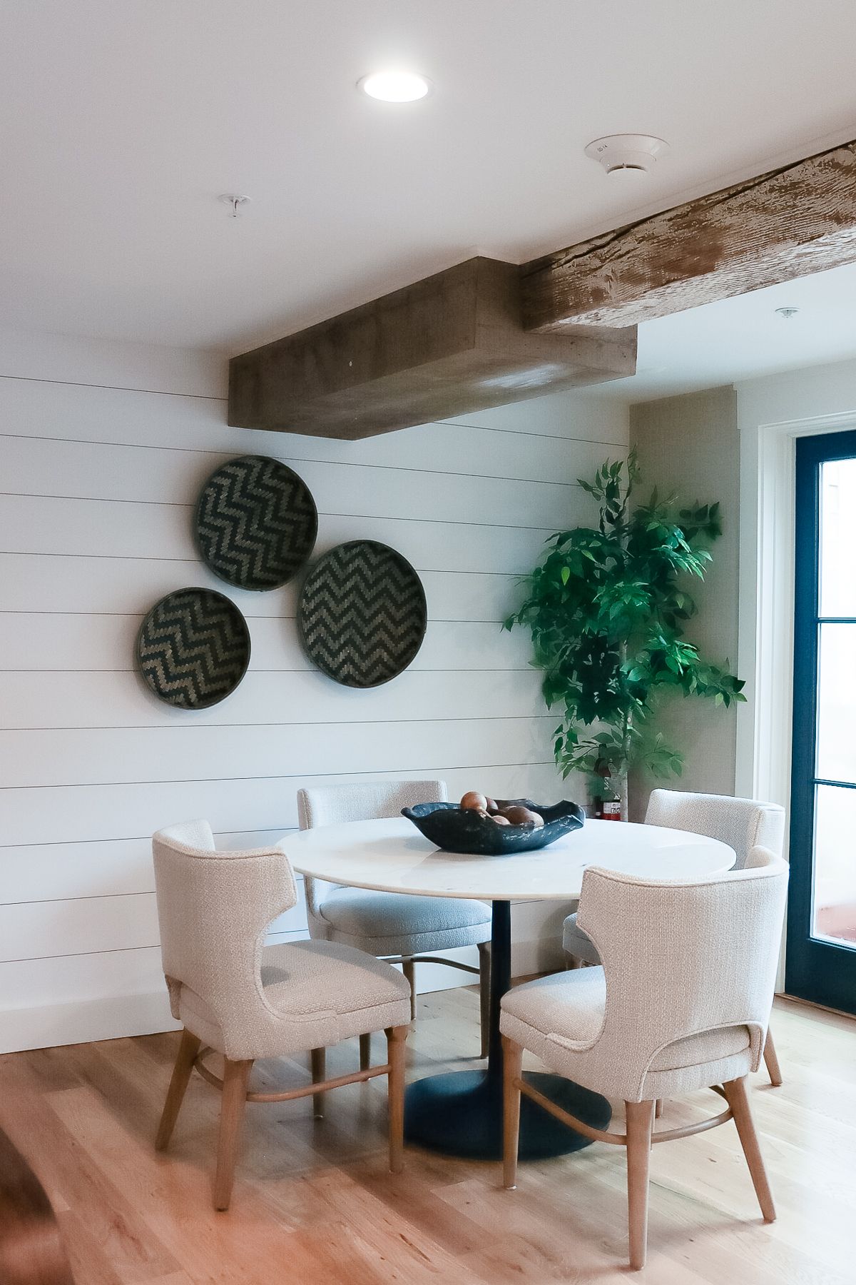 A small dining area in a boutique hotel on Martha's Vineyard