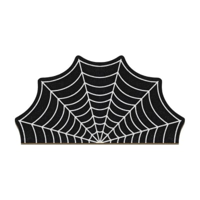 a black spider web front door welcome mat