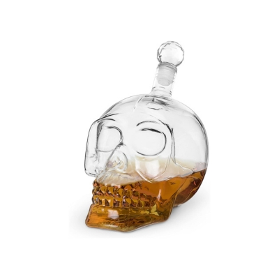 An Amazon Halloween glass skull for alcohol
