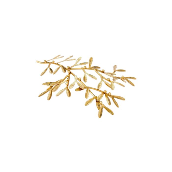 A brass mistletoe Christmas decoration