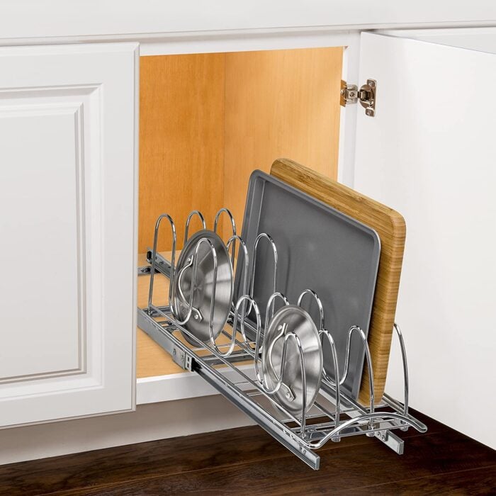 pot/pan storage  Kitchen cabinet storage, Diy kitchen storage