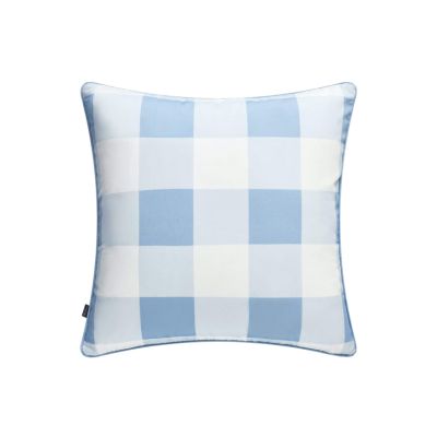 A blue and white check buffalo plaid pillow cover