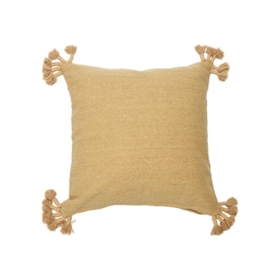 a beige tassel pillow cover in a Serena and Lily dupes guide