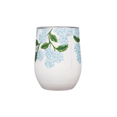 Looking for perfect gift ideas? Consider a beautiful white wine glass adorned with delicate blue flowers.