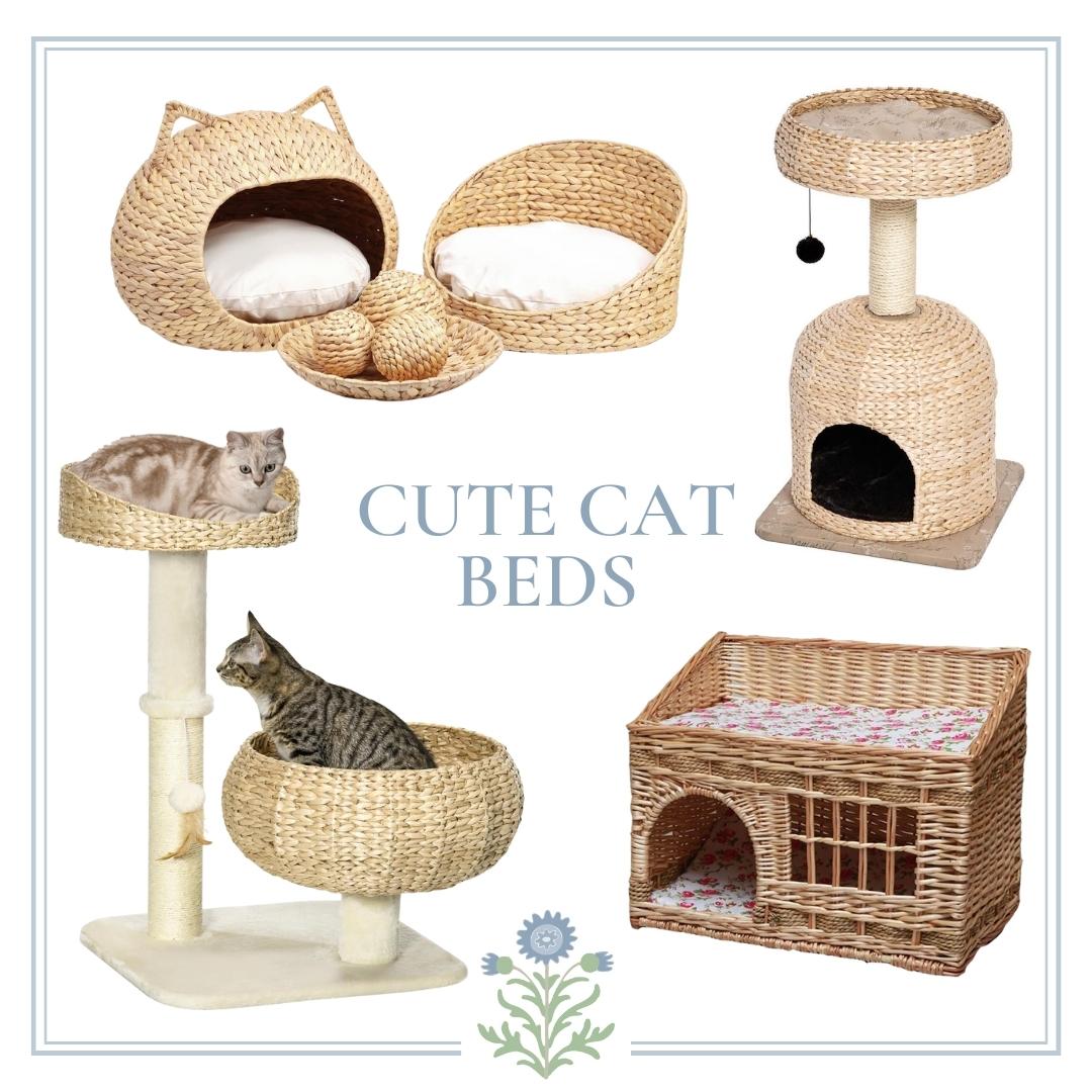 A collection of cute cat beds, perfect gift ideas for feline lovers.