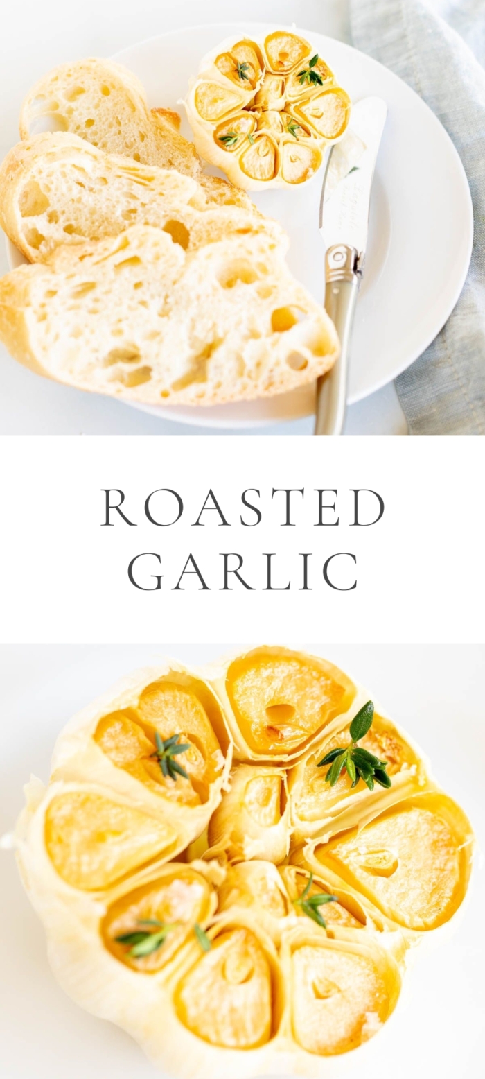 roasted garlic in white plate