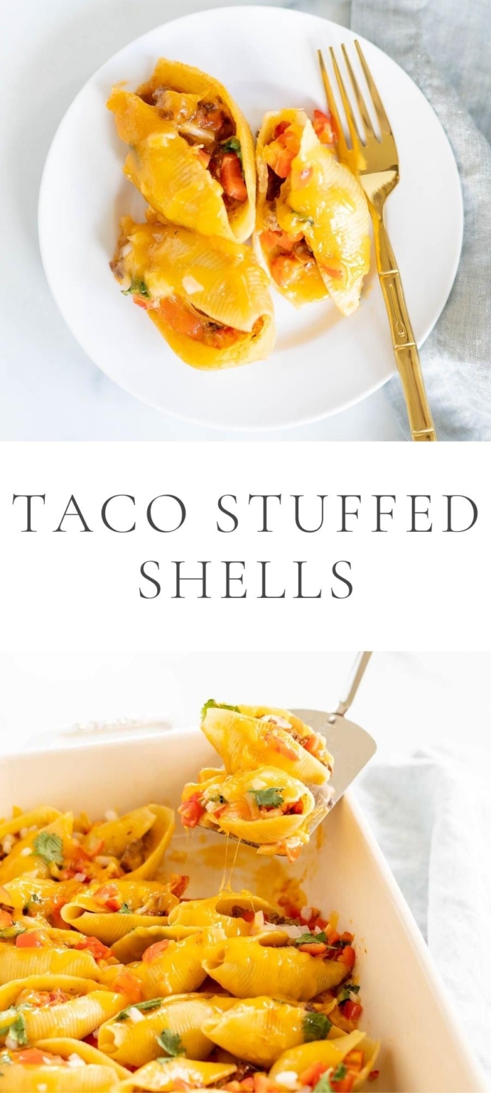 Taco Stuffed Shells in white plate