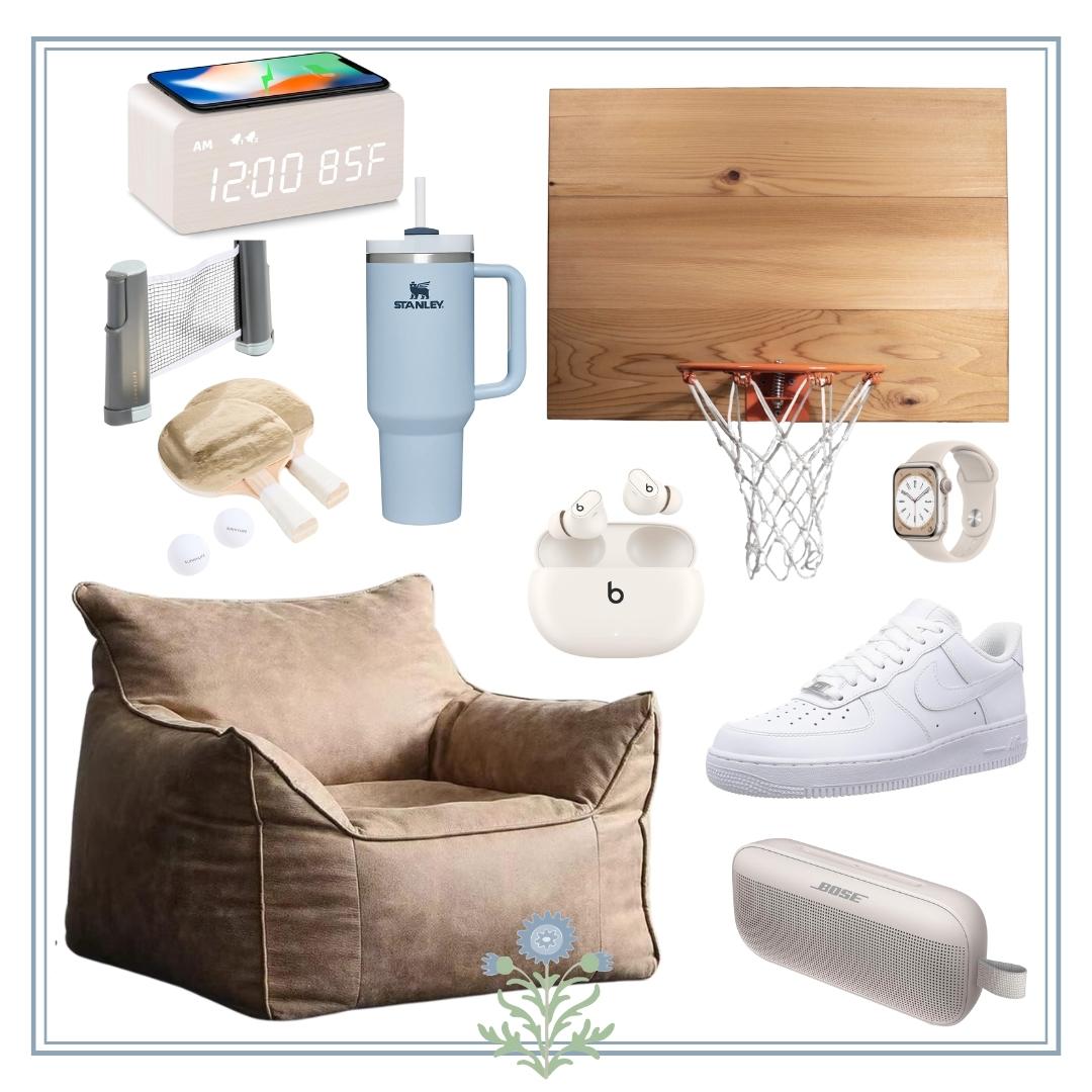 Looking for gift ideas for a sports enthusiast or someone who loves to relax? Check out this unique collage featuring a basketball hoop and a comfy bean bag chair!