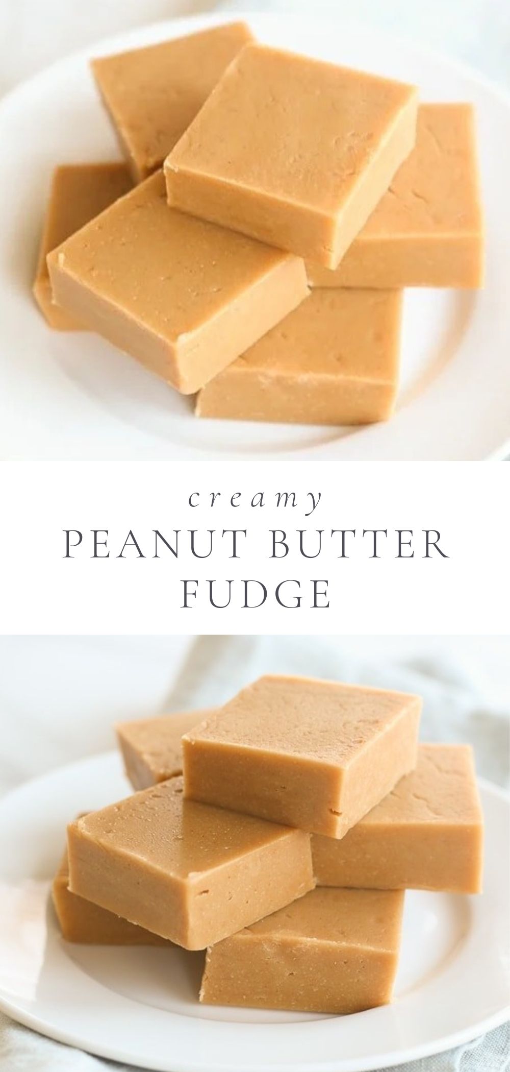 two pictures of peanut butter fudge on a plate