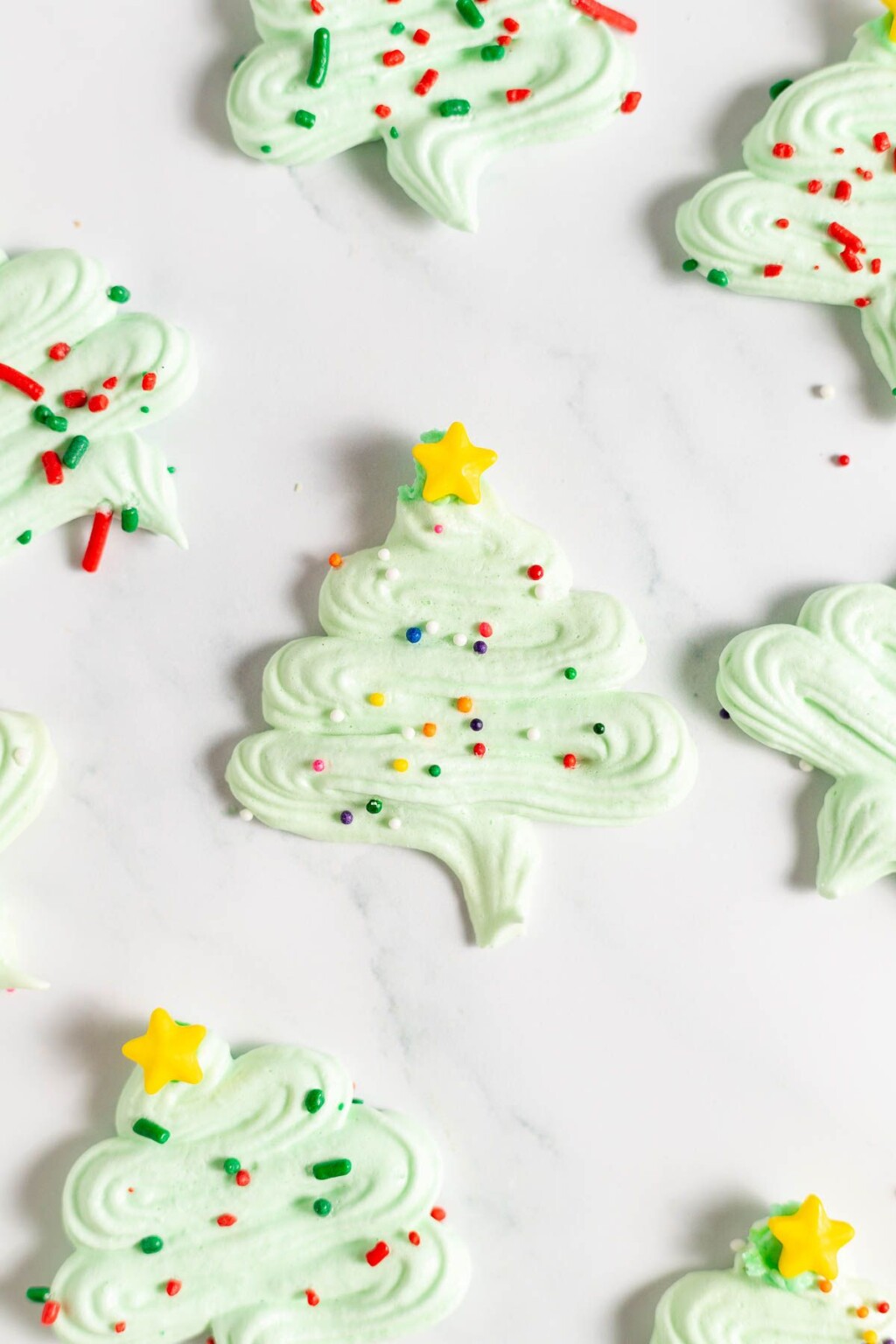 Christmas tree meringue cookies