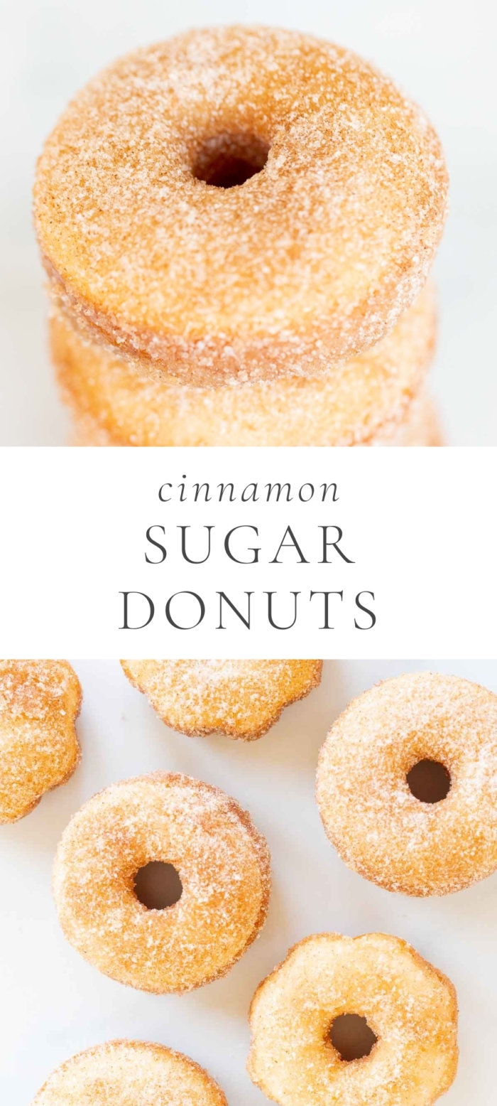 Cinnamon sugar donuts with caption "cinnamon sugar donuts"