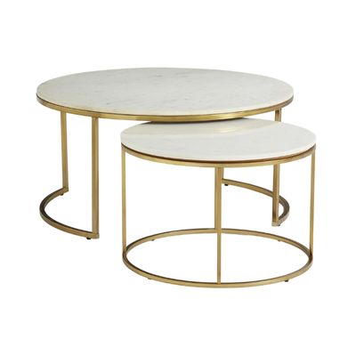 brass and marble nesting tables from Pottery Barn