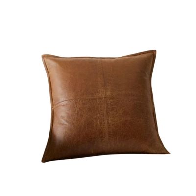 leather pillow cover from pottery barn