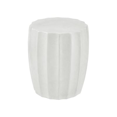An elegant white ceramic stool, perfect for any Amazon furniture collection, showcased on a clean white background.