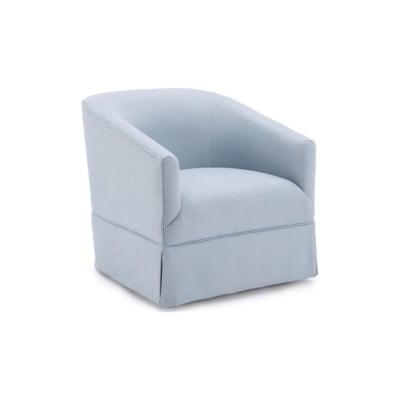 A light blue swivel chair on a white background, available for purchase on Amazon.