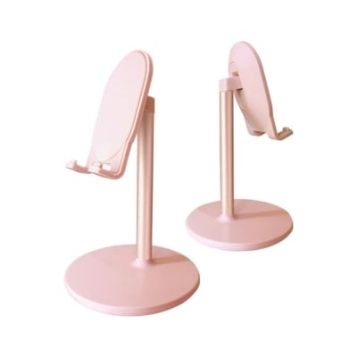 A pair of pink tabletop stand, perfect for displaying your gadgets from Amazon.