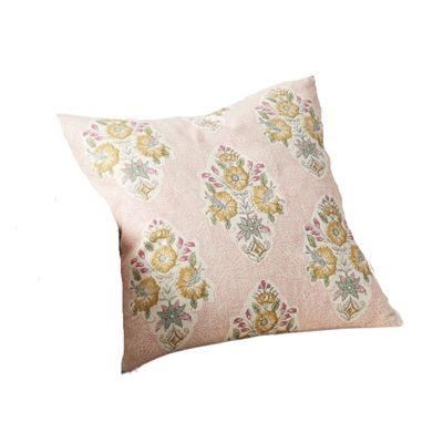 pink block print pillow