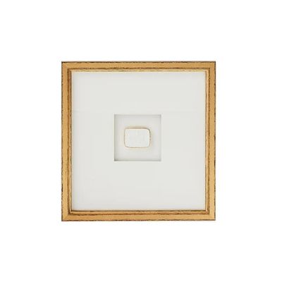 A framed intaglio with a white matting.