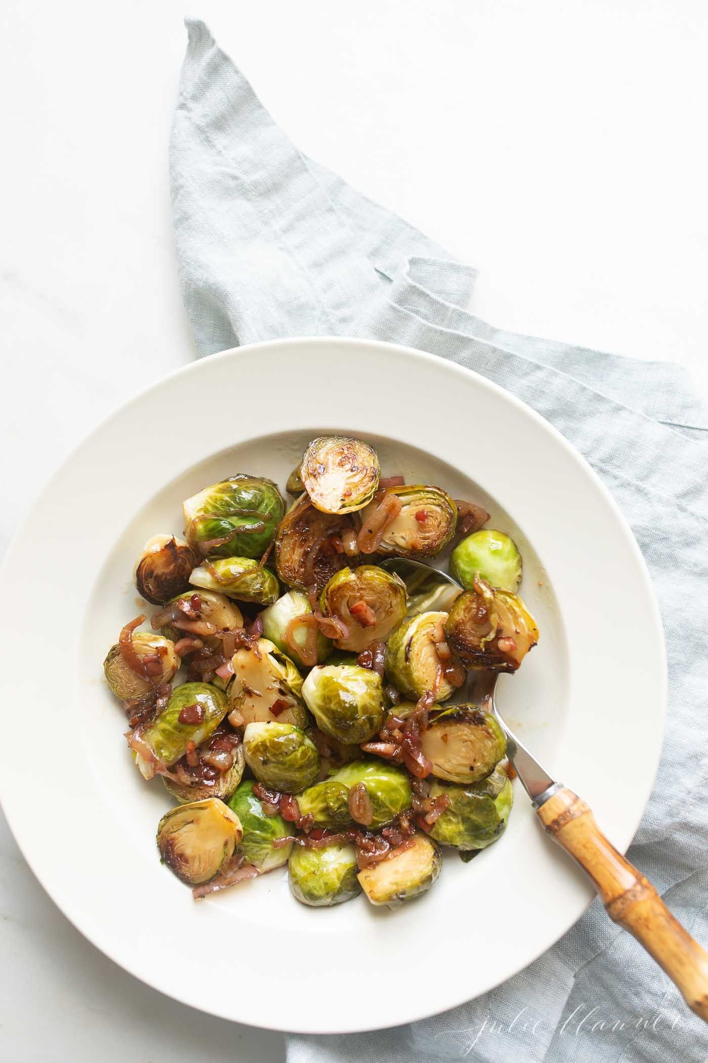 brussel sprouts on a white plate