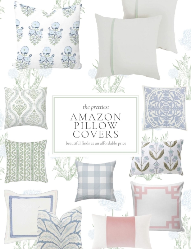 A graphic image featuring a variety of Amazon pillow covers.